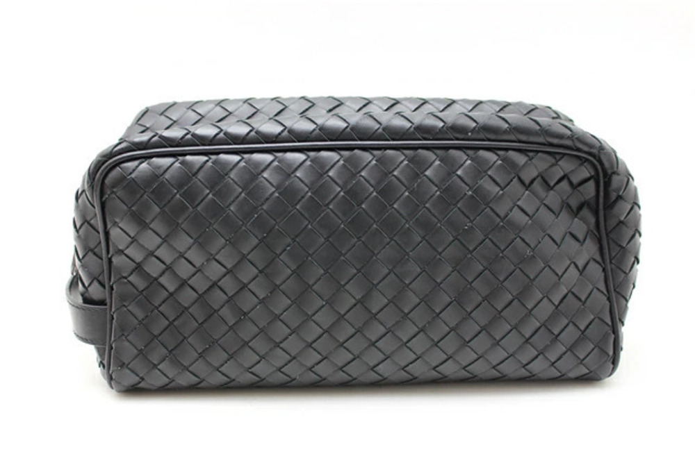 BOTTEGA VENETA bag clutch calfskin intrecciato black